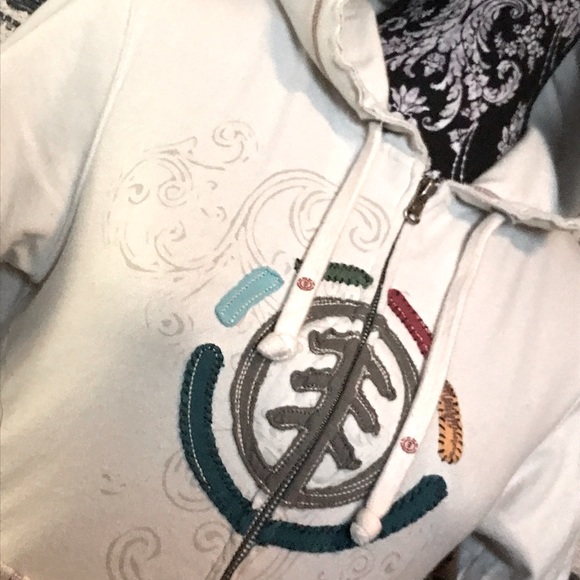 Vintage 1990’s Element Short Sleeve Zip Up Hoodie Sweatshirt w/ appliqué S - M - Picture 10 of 13